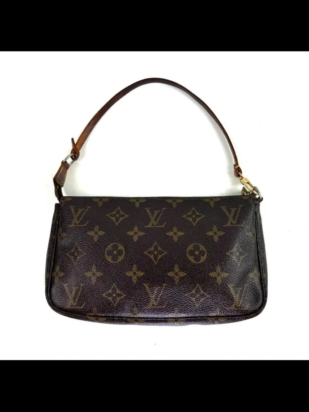 Louis Vuitton Monogram Canvas Shoulder Bag in Brown with Gold Hardware